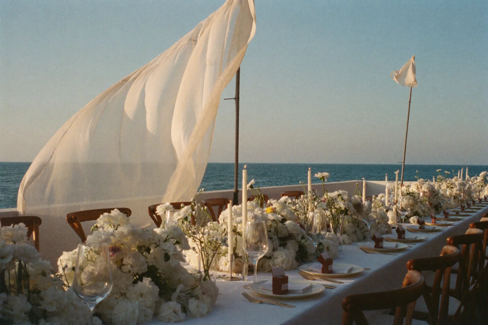 Seaside wedding reception venue decor