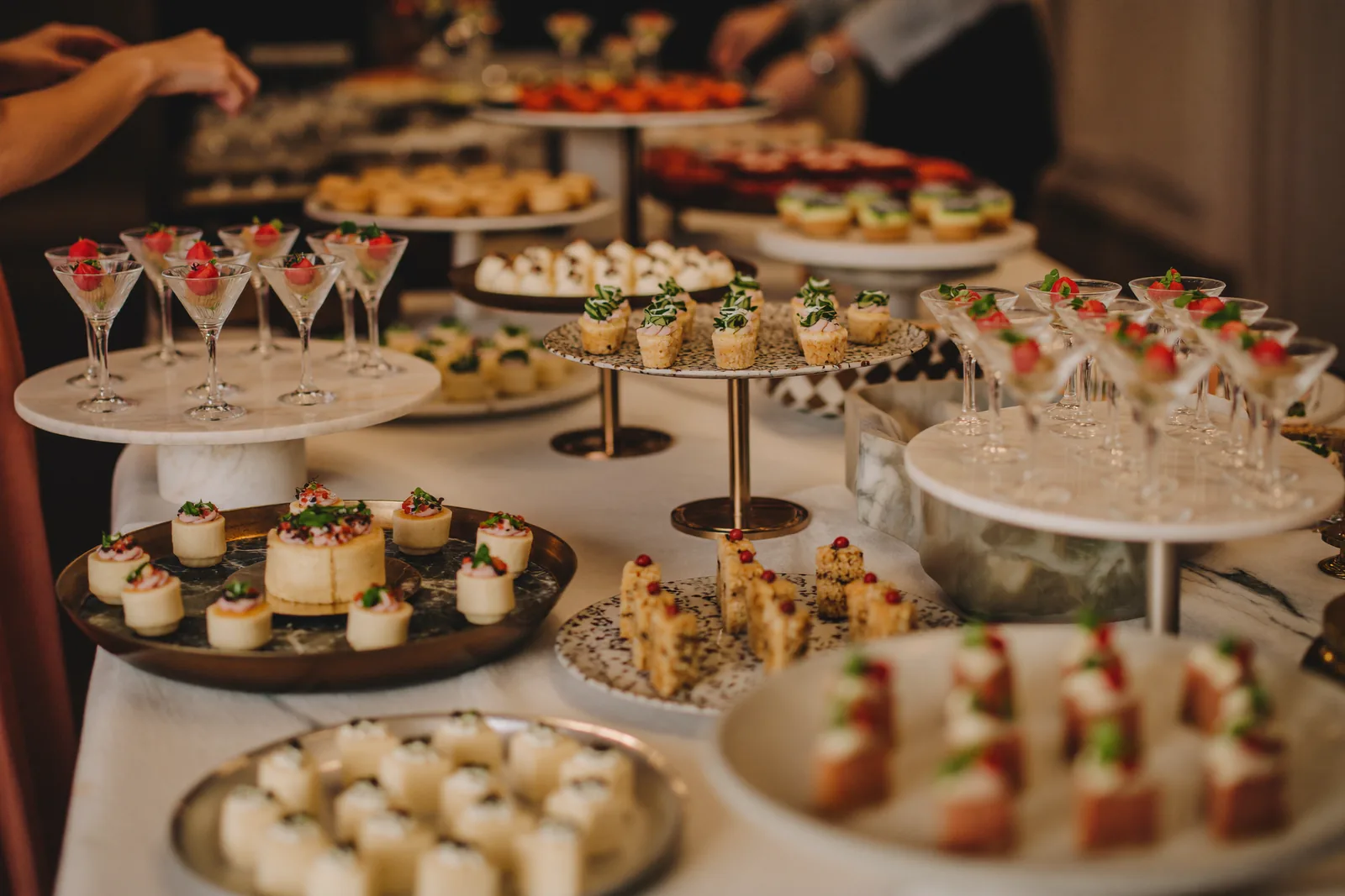 Elegant catering display with appetizers