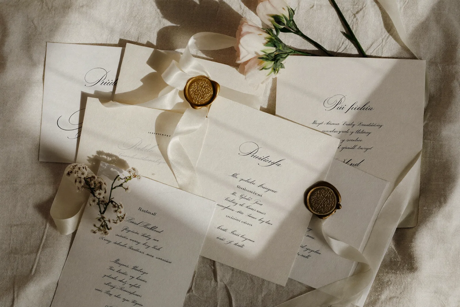 Wedding invitations with floral decorations